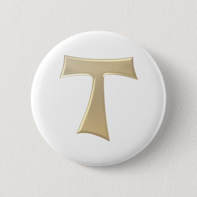 Pearl Look Franciscan Tau Cross Button (Front)
