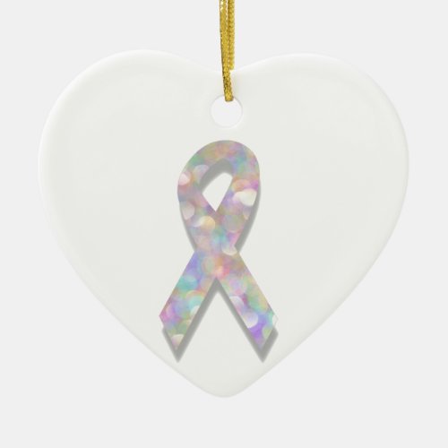 pearl lung cancer ribbon ceramic ornament