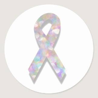 pearl lung cancer ribbon classic round sticker