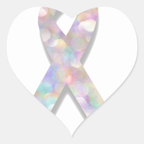 pearl lung cancer ribbon heart sticker