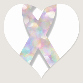 pearl lung cancer ribbon heart sticker