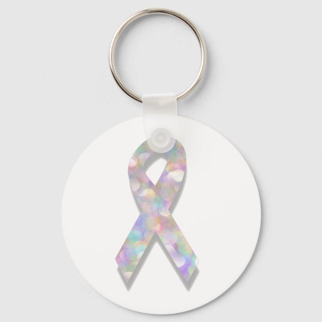 pearl lung cancer ribbon keychain (Front)