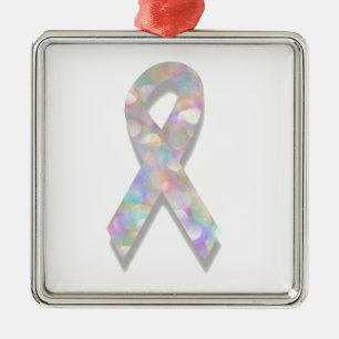 pearl lung cancer ribbon metal ornament