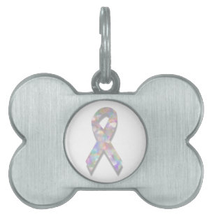 pearl lung cancer ribbon pet name tag