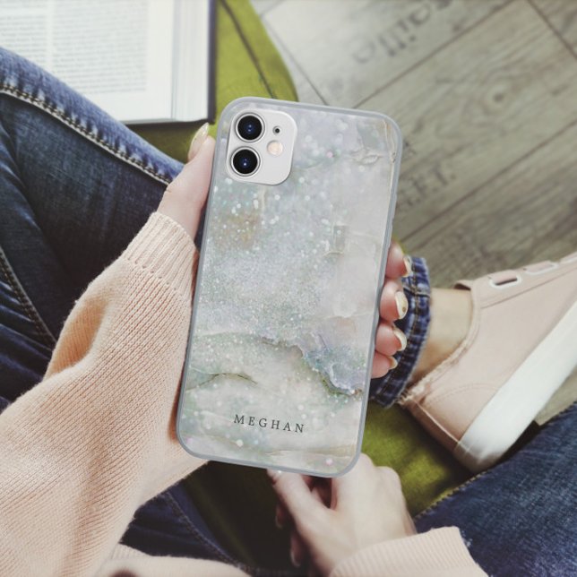 Pearl Marble Glitter Monogram Iphone Case (Creator Uploaded)