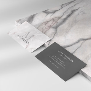 Pearl Marble Masculine Double Monogram Business Card