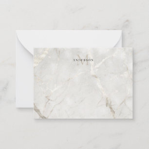 Pearl Marble Masculine double monogram Note Card