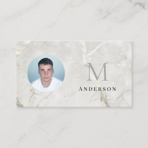 Pearl Marble Masculine photo qrcode Business Card