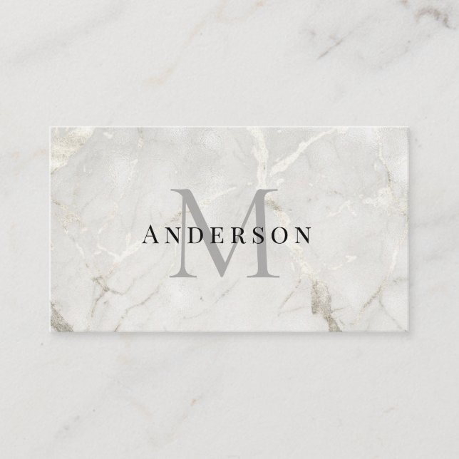 Pearl Marble Masculine photo qrcode Business Card (Front)