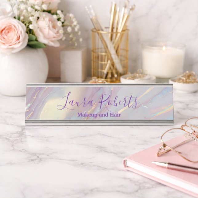 Pearl Marble Modern Professional Desk Name Plate (Creator Uploaded)