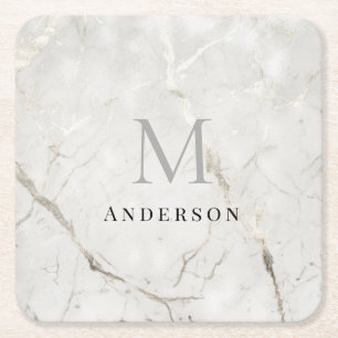 pearl masculine double monogram square paper coaster