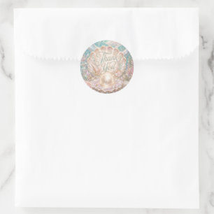 Pearl Mermaid Under the Sea Thank You Round Sticke Classic Round Sticker