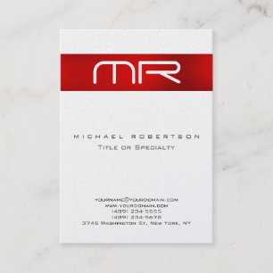 Pearl Modern Monogram Red White Business Card