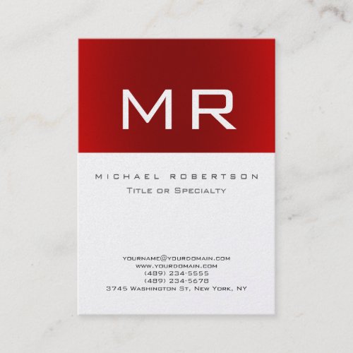 Pearl Monogram Red Striped Clean Business Card