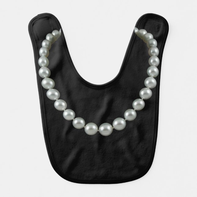 Pearl Necklace June Birthstone Baby Bib (Front)
