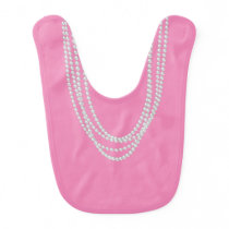 Pearl Necklaces on Pink Baby Bib Pearl Necklaces on Pink Baby Bib