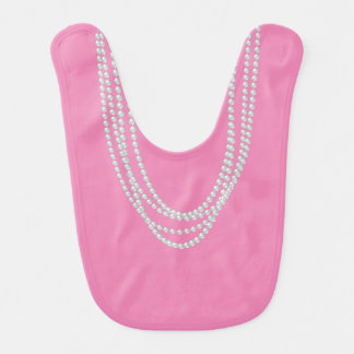 Pearl Necklaces on Pink Baby Bib