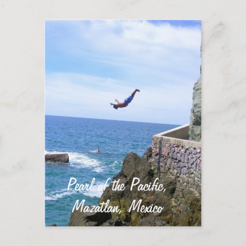 Pearl of the Pacific Mazatlan Mexico Cliff Diver Postcard