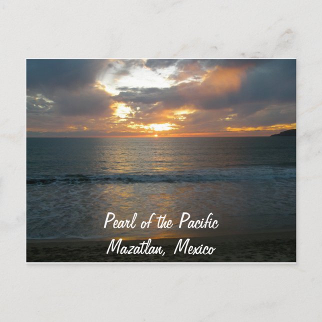 Pearl of the Pacific Mazatlan Mexico Sunset Postcard (Front)