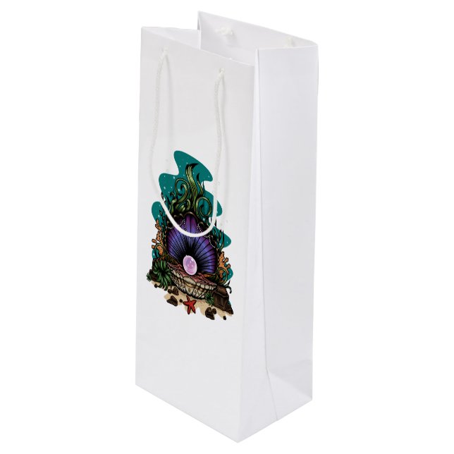 Pearl Of The Sea Wine Gift Bag (Front Angled)