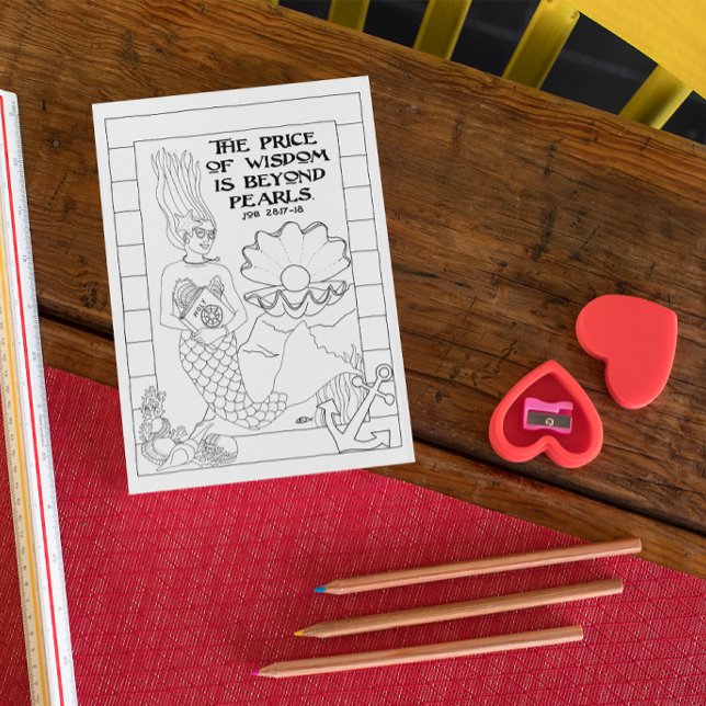 Pearl of Wisdom Mermaid Coloring Postcard (Creator Uploaded)