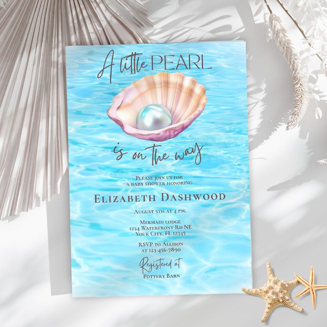 Pearl On the Way Seashell Girl Baby Shower  Invitation (Creator Uploaded)