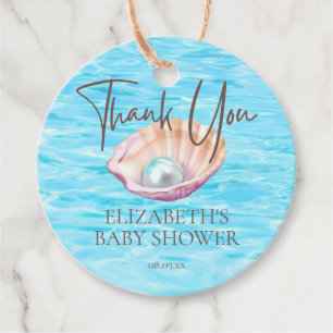 Pearl On the Way Seashell Girl Baby Shower Script Favor Tags