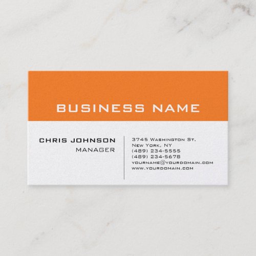 Pearl Orange White Modern Minimalist Business Card