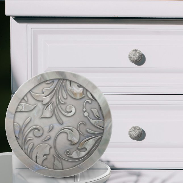 Pearl Ornamental Scrollwork Ceramic Knob (Creator Uploaded)