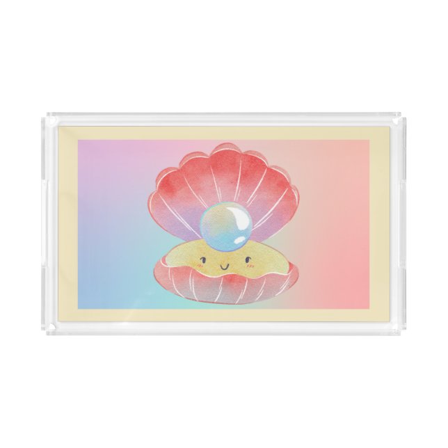 Pearl Oyster Vanity Tray – Coastal Elegance with a (Front)