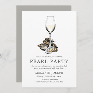 Pearl Party Celebration Grey Stripes Invitation