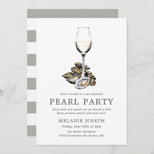 Pearl Party  Peach Stripes Invitation