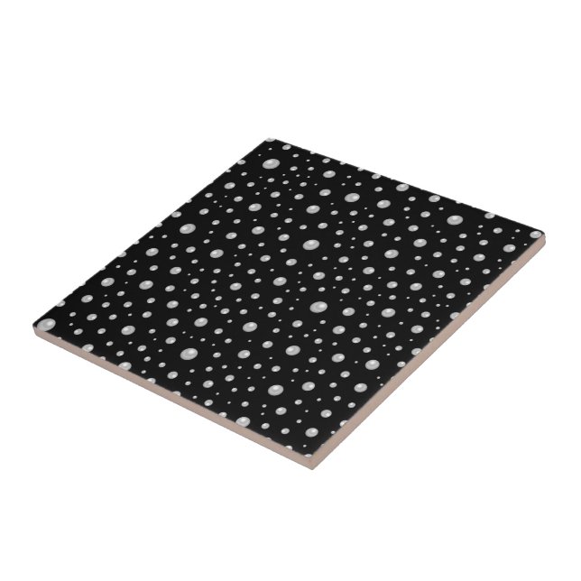 Pearl Pattern on Black Background Ceramic Tile (Side)