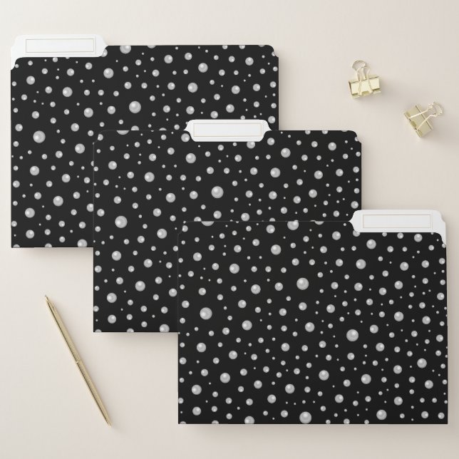 Pearl Pattern on Black Background File Folder (Set)