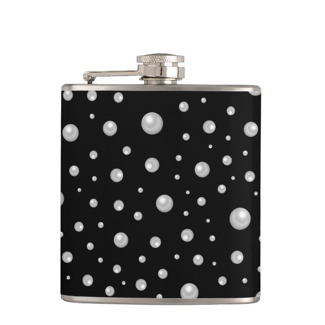 Pearl Pattern on Black Background Flask (Front)