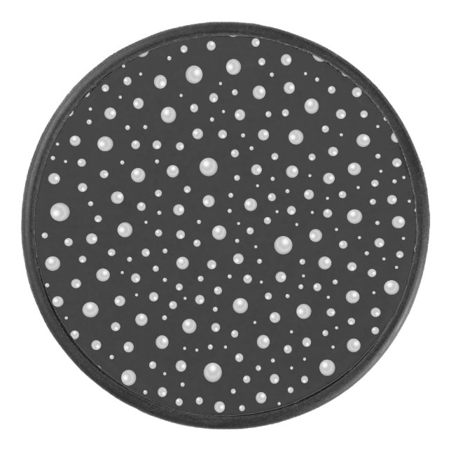 Pearl Pattern on Black Background Hockey Puck (Front)