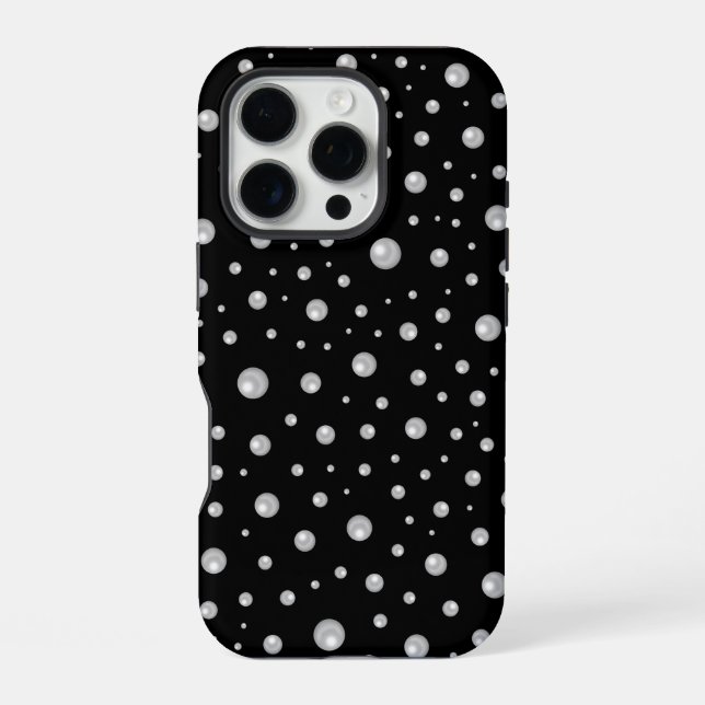 Pearl Pattern on Black Background Iphone Case (Back)