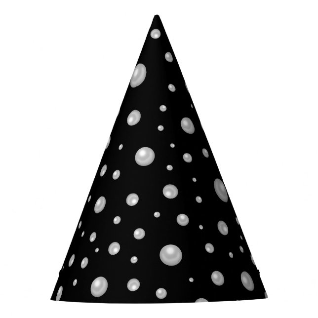 Pearl Pattern on Black Background Party Hat (Front)