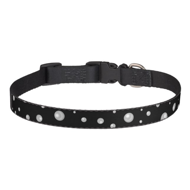 Pearl Pattern on Black Background Pet Collar (Front)
