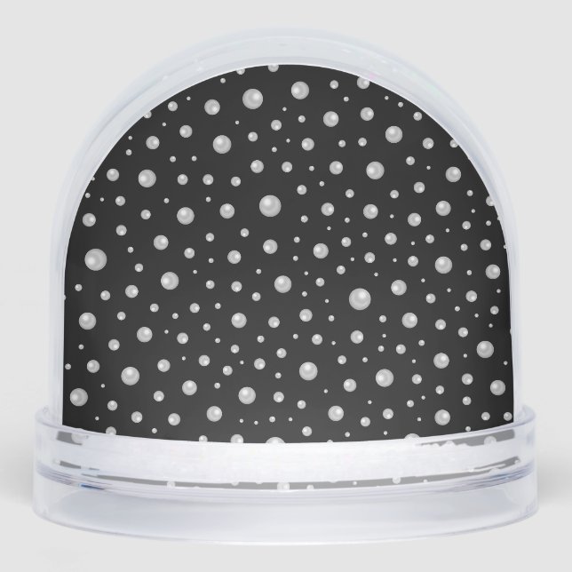 Pearl Pattern on Black Background Snow Globe (Front)