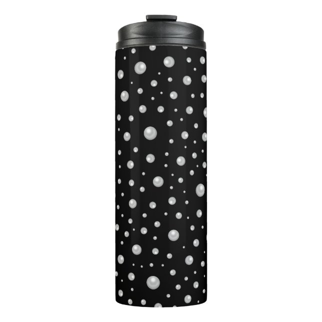 Pearl Pattern on Black Background Thermal Tumbler (Front)