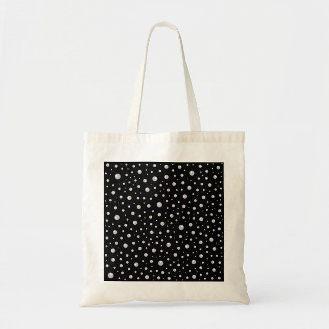 Pearl Pattern on Black Background Tote Bag (Front)