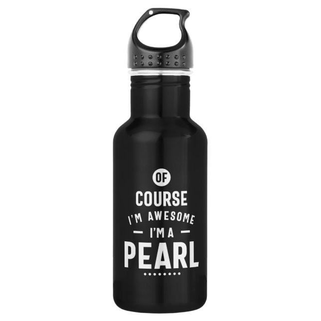 Pearl Personalized Name Birthday Stainless Steel Water Bottle (Front)