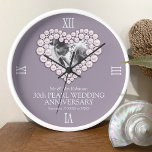 Pearl photo heart 30th wedding anniversary custom  clock<br><div class="desc">Pearl heart wedding anniversary clock personalize with your own couples photo, year of marriage, and names or relationship to you. The example reads Mr & Mrs Robinson 30th Pearl Wedding Anniversary and your marriage and current date. Other matching items and clock face number styles are available. Pearl beaded heart effect...</div>
