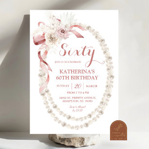Pearl Pink Boho Birthday Party Invitation