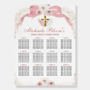 Pearl Pink Boho First Holy Communion Seating Chart Foam Board