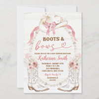 Pearl Pink Bow Coquette Boots and Bow Baby Shower