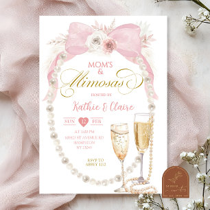 Pearl Pink Bow Coquette Mom's and Mimosa Invitation