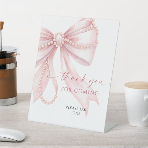 Pearl Pink Bow Thanks For Coming Sign