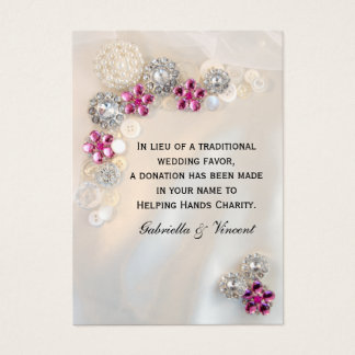 Pearl Pink Diamond Buttons Wedding Charity Favor